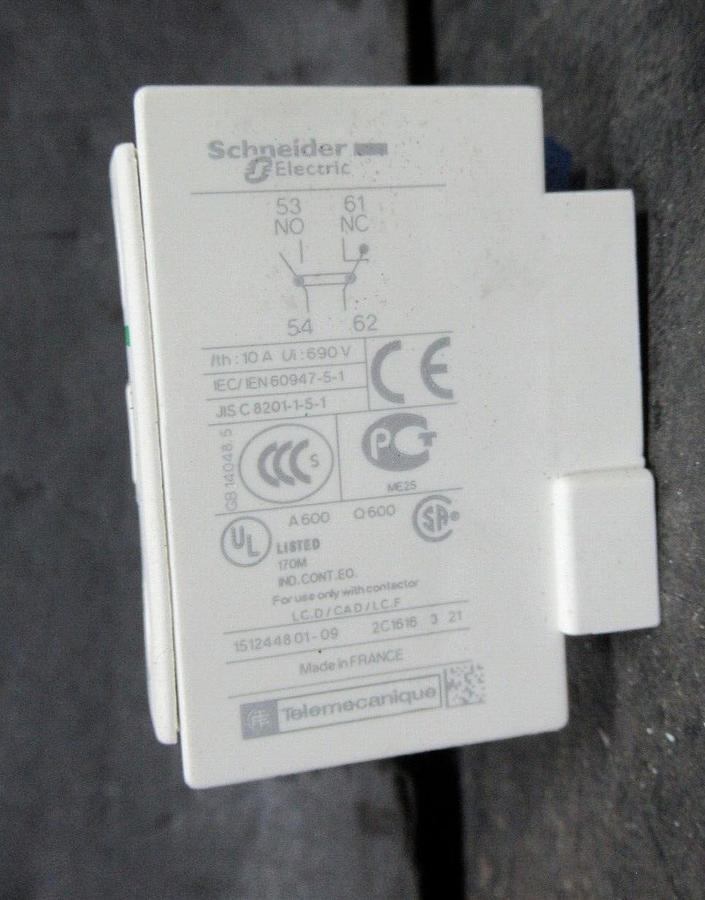SCHNEIDER 2-POLE CONTACT BLOCK LADN11 10 AMP 600 VOLT **WARRANTY INCLUDED**
