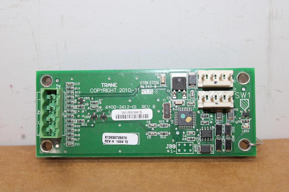 Used TRANE DUAL BINARY INPUT CIRCUIT BOARD X13650728070 REV. H 6400-2612-01 REV. B