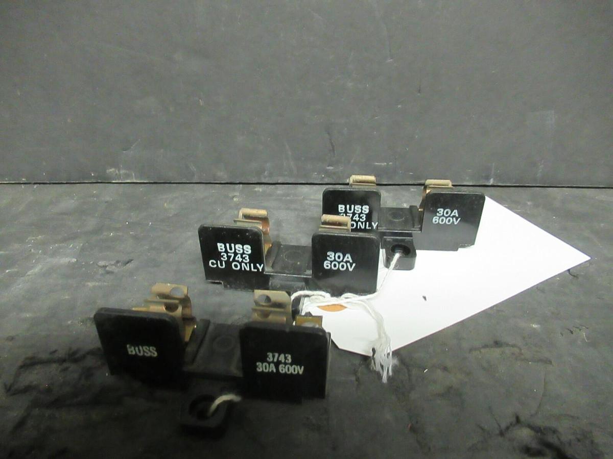 Used LOT OF 3 BUSS BUSSMANN FUSE HOLDERS 3743 FOR 30 AMP 600 V FUSES **WARRANTY**