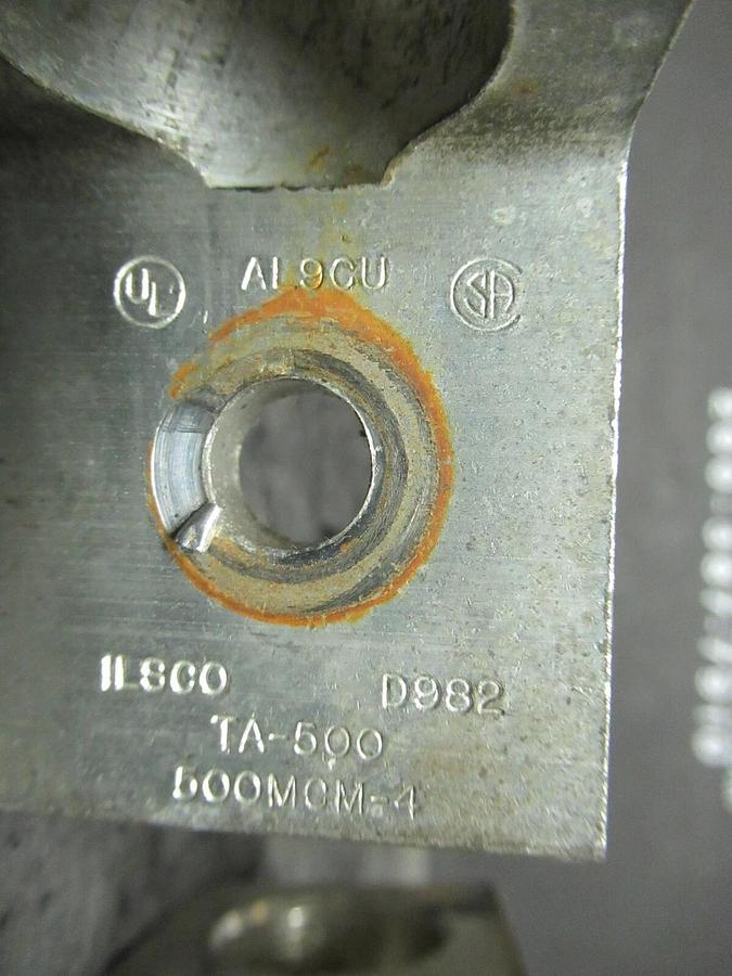 Used (3) QTY ILSCO TA-500 1 (SINGLE) BARREL MECHANICAL CONNECTOR LUG TAP 500 MCM - 4