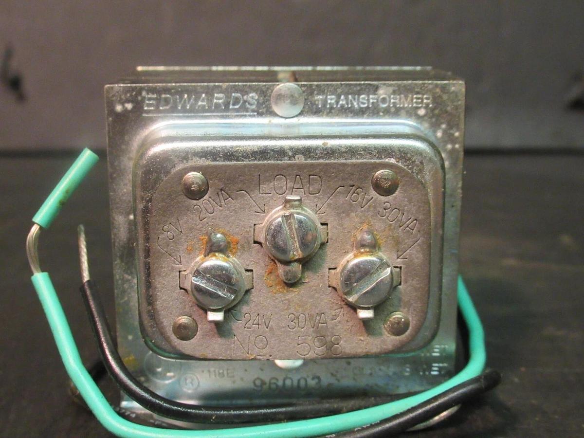 EDWARDS / GENERAL SIGNAL CONTROL TRANSFORMER CAT# 598 120 VAC PRI 8/16/24 VAC