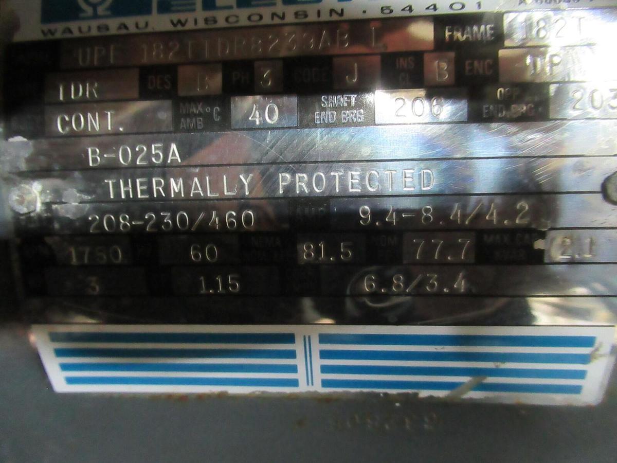 Used MARATHON TDR AC MOTOR 3HP 208-230/460 VOLT 9.4A 60 HZ 1750 RPM 182T FRAME