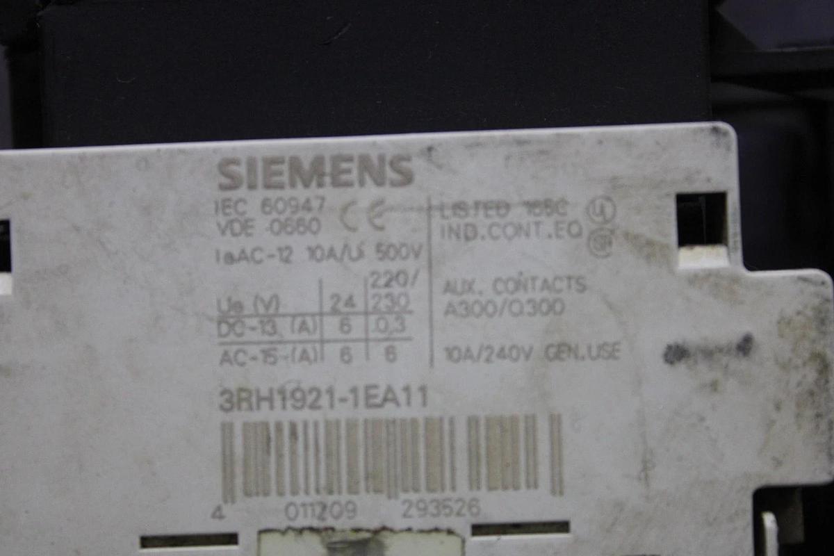 Used SIEMENS SIRIUS STARTER 3RT1024-1A..0 600 VOLT 35 AMP 10 HP W/ 3RU1126-1GB0
