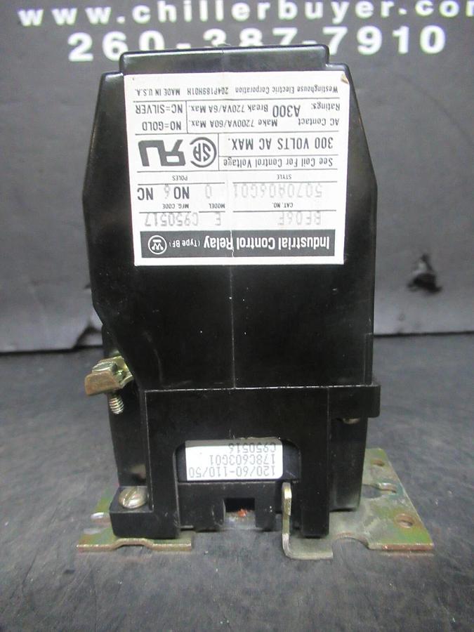 Used WESTINGHOUSE INDUSTRIAL CONTROL RELAY BF06F MODEL E 6-NC 60 AMP 120 VAC