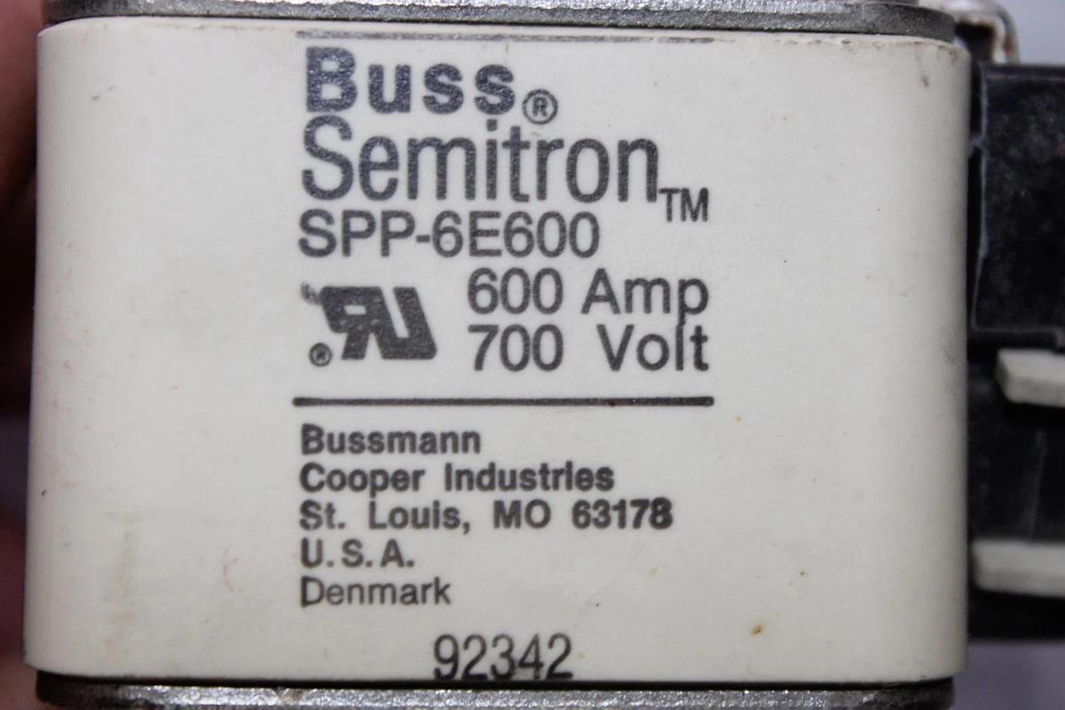 Used BUSSMANN SEMITRON SQUARE BODY FUSE SPP-6E600 600 AMP 700 VOLT **WARRANTY**