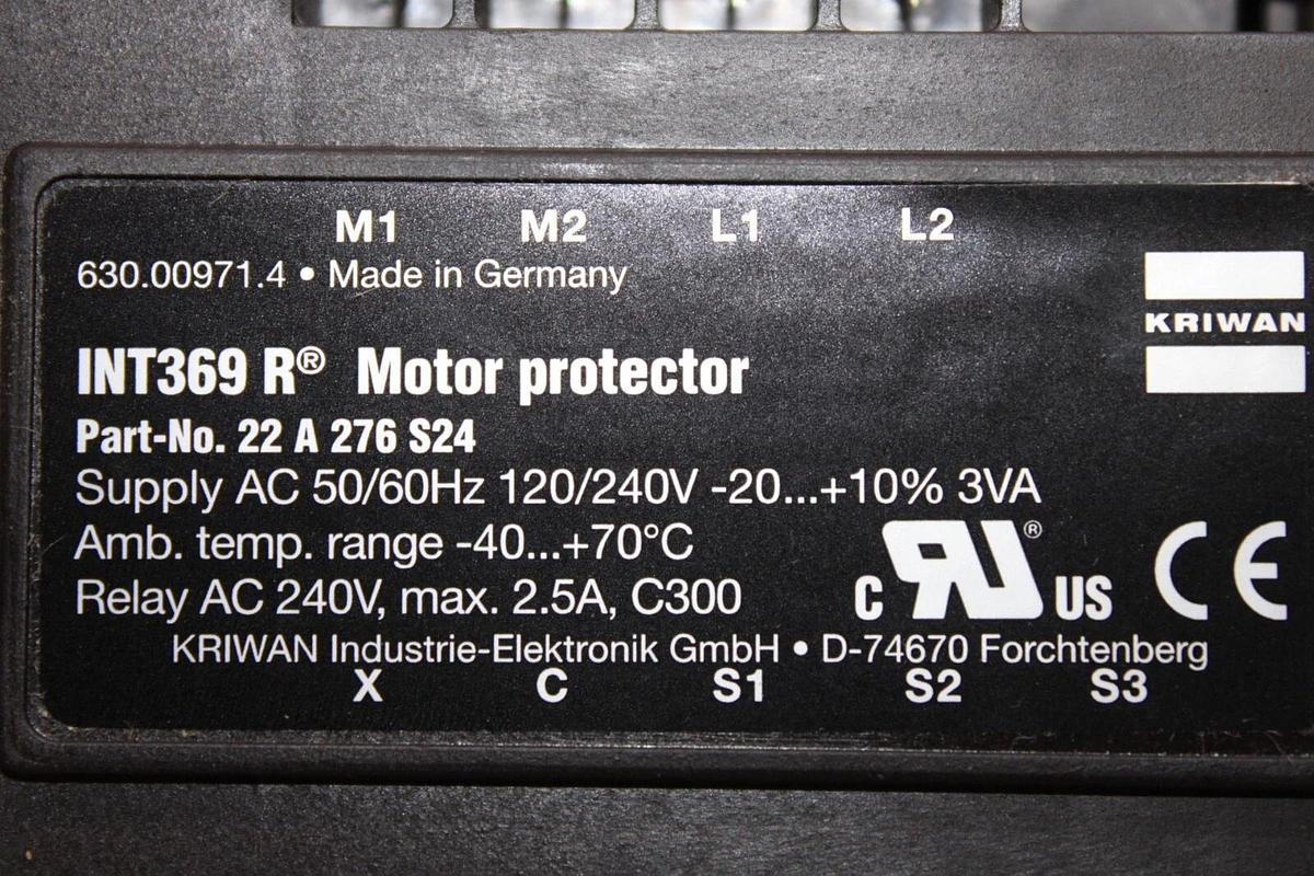 YORK KRIWAN MOTOR PROTECTOR 025-46155-101 22-A-276-S24 240 VAC 2.5 AMP