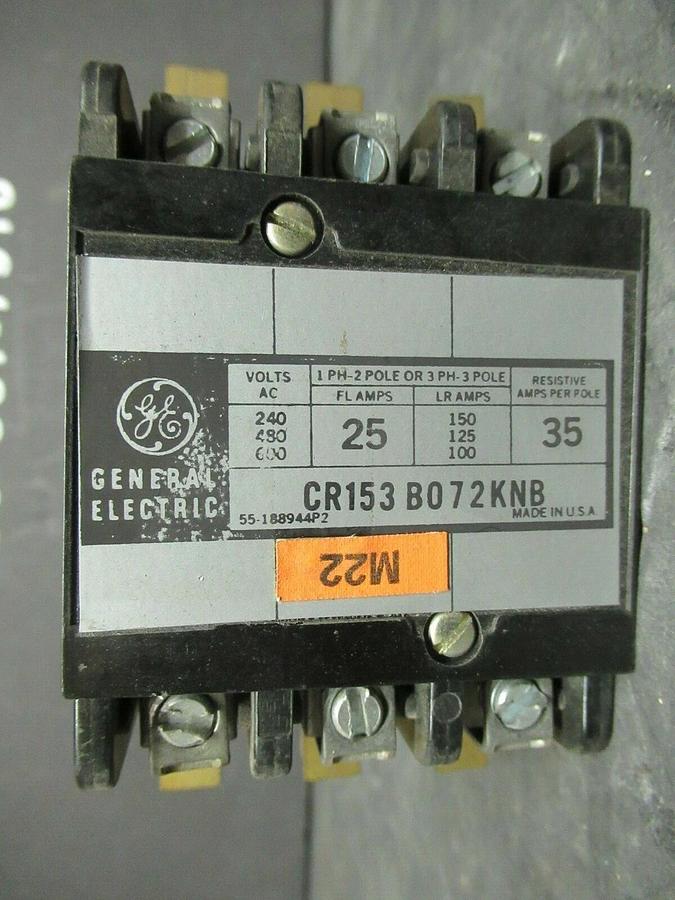 Used GE CONTACTOR CR153B072KNB 25 AMP 600 VAC 35 AMP/RES **WARRANTY INCLUDED!**