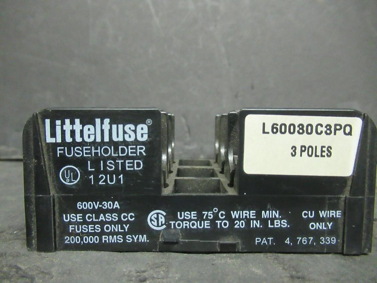 Used (2) LITTELFUSE FUSE LUG SET L60030C3PQ 600 VOLTS 30 AMP **WARRANTY INCLUDED!**