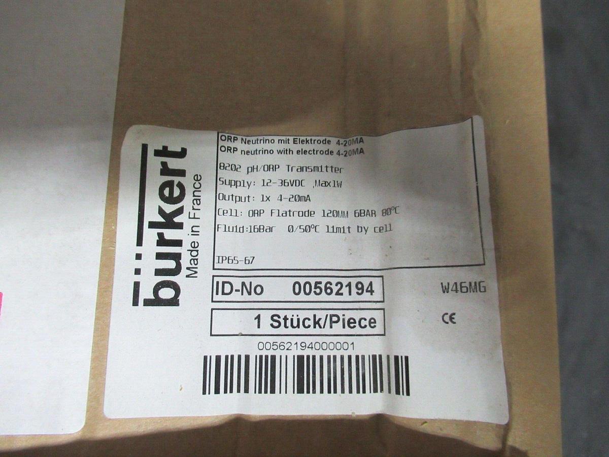 NEW SURPLUS BURKERT FLAT-TRODE-ORP-120 00562194 NEUTRINO ELECTRODE