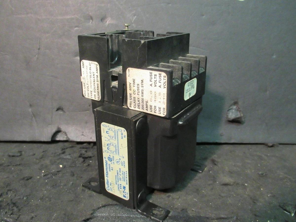 Used 0.095 KVA (95 VA) CUTLER HAMMER CONTROL TRANSFORMER 480/240 VAC 24 V C340BT