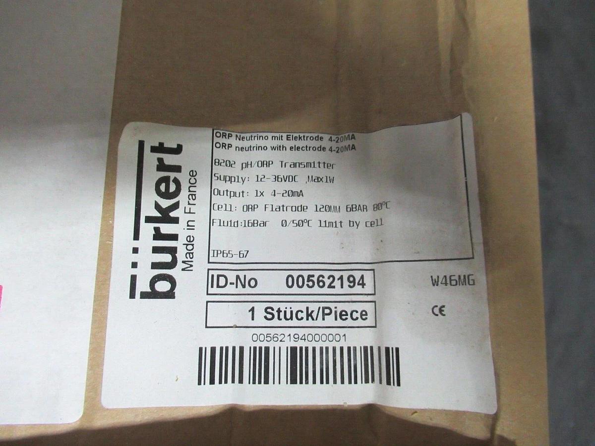 NEW SURPLUS BURKERT FLAT-TRODE-ORP-120 00562194 NEUTRINO ELECTRODE