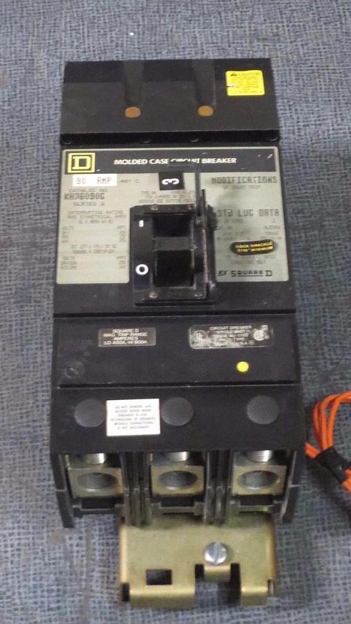 Used SQUARE D I-LINE CIRCUIT BREAKER KH36090G 90 AMP 600 VOLT W/ GROUND FAULT SHUNT
