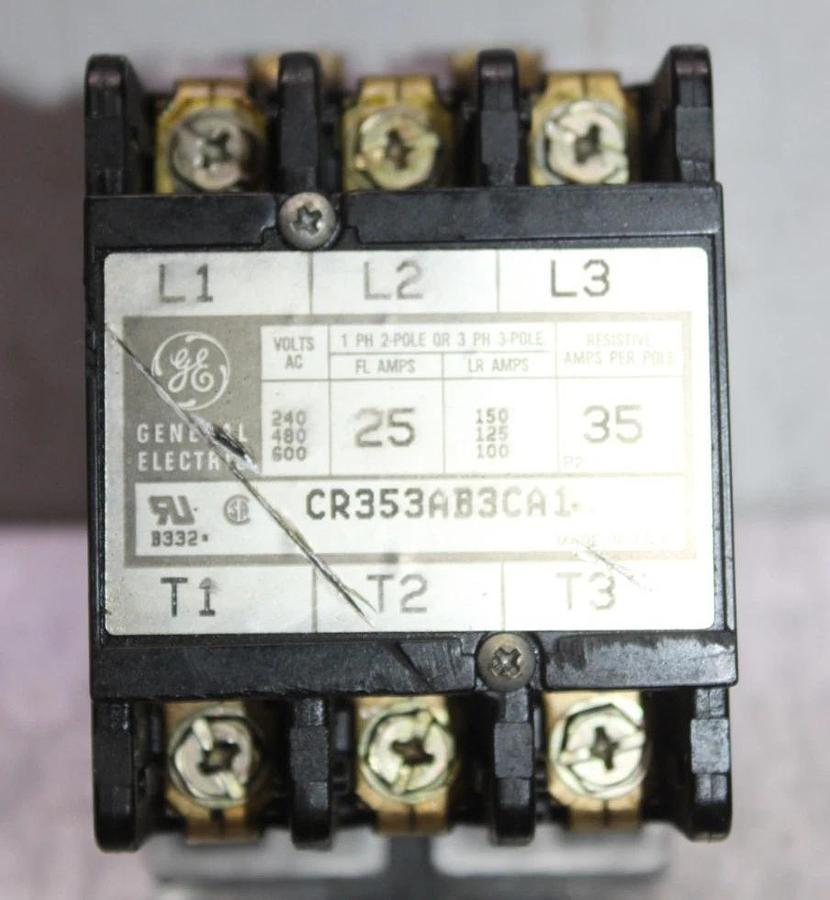 Used GENERAL ELECTRIC CONTACTOR CR353AB3CA1 25 AMP 600 VAC 3-POLE **WARRANTY**