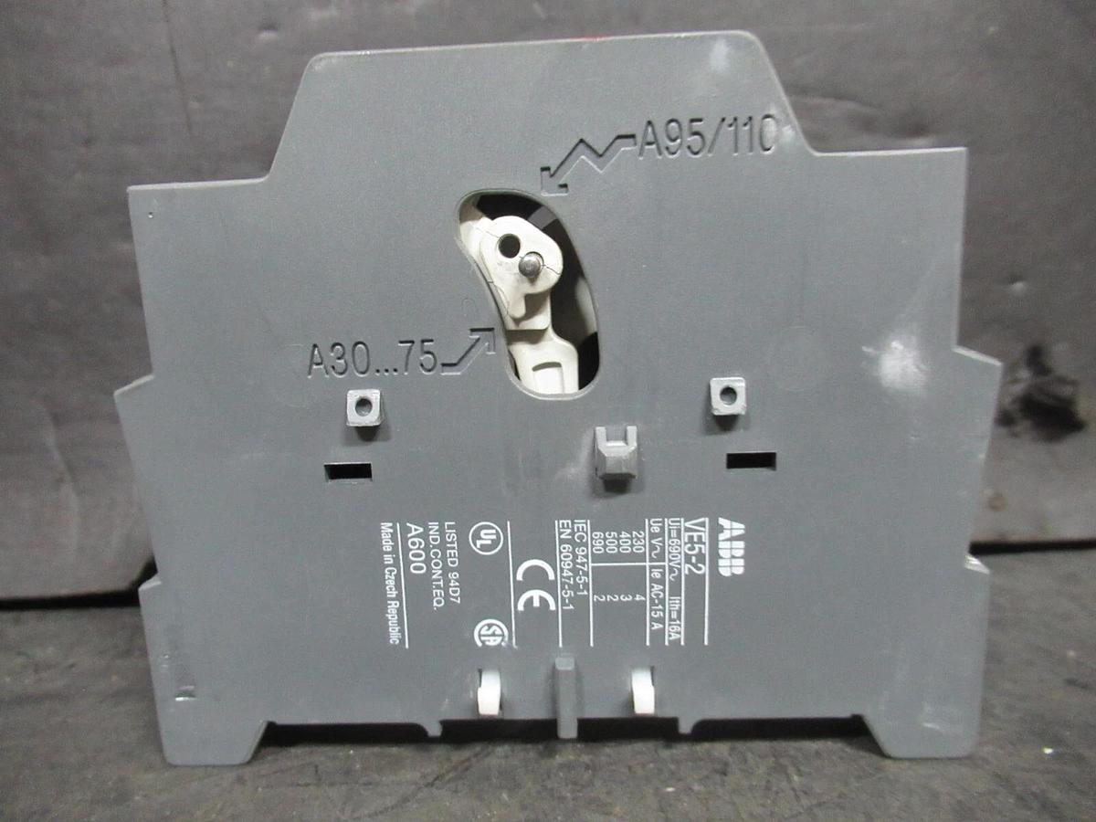 Used ABB MECHANICAL INTERLOCK / AUXILLIARY CONTACT VE5-2 600 VOLT 16 AMP A600