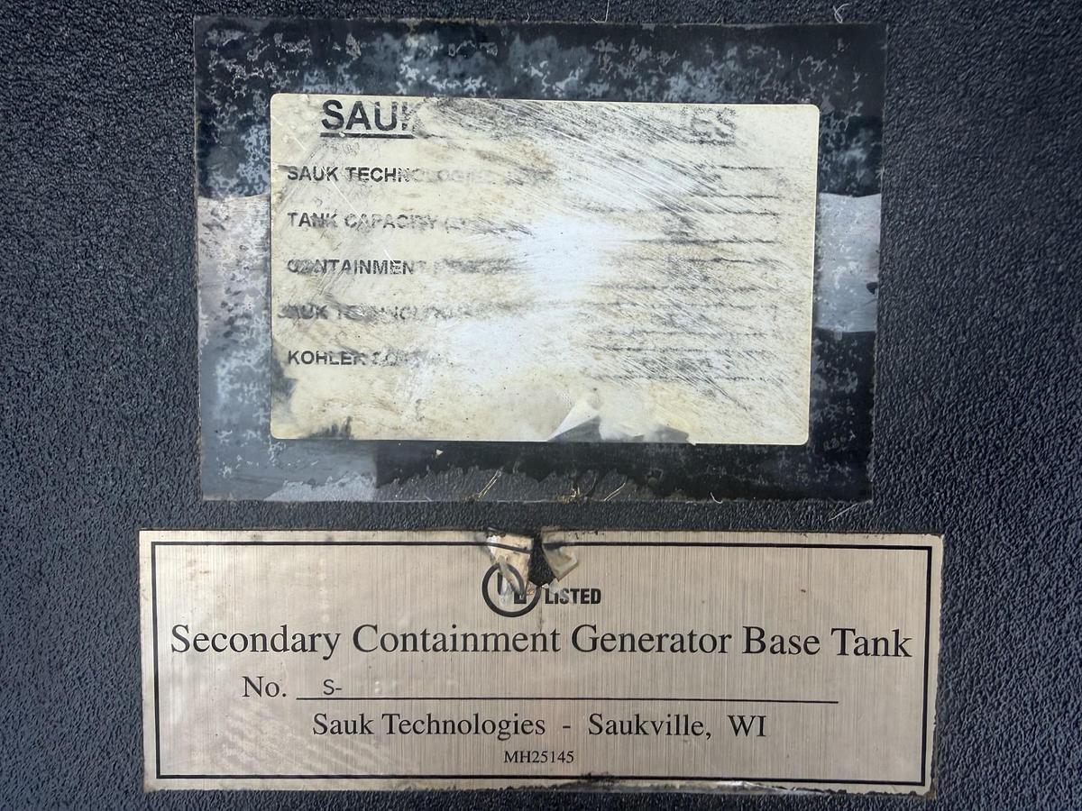 Used 210 GALLON SAUK / KOHLER FLAMMABLE LIQUID DOUBLE WALL DIESEL FUEL TANK