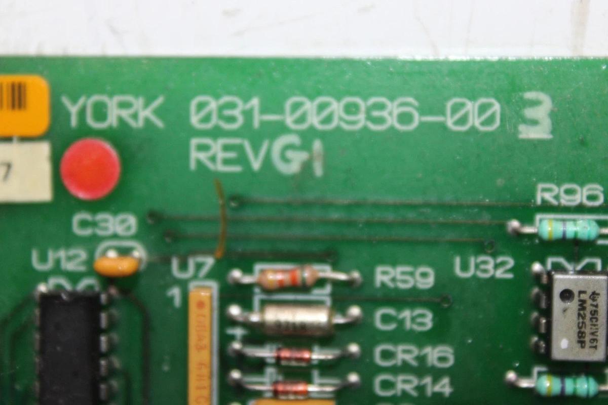 Used YORK CHILLER LOGIC CONTROL CIRCUIT BOARD 031-00936-003 REV. G1 **WARRANTY**