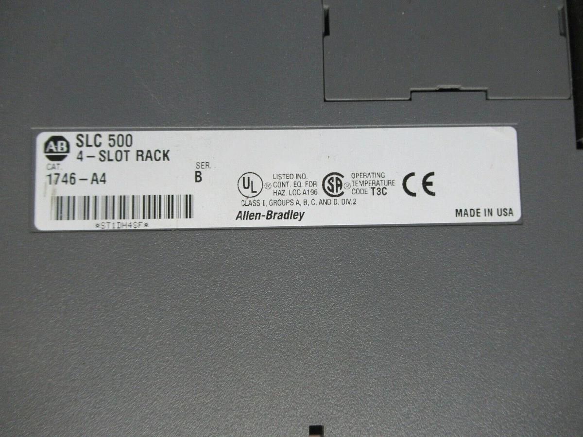 Used ALLEN BRADLEY SLC-500 1746-A4 4 SLOT RACK W/ 1746-P2 POWER SUPPLY **WARRANTY**