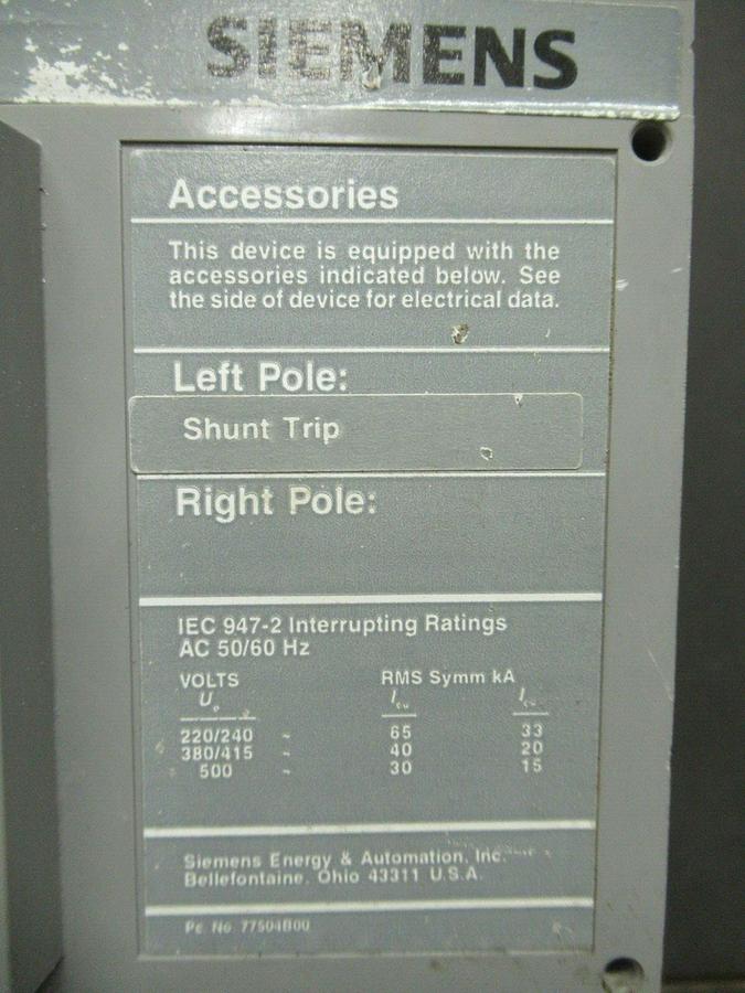 Used SIEMENS SENTRON CIRCUIT BREAKER LD63F600 600 AMP 600 VAC 3-POLE *WARRANTY*