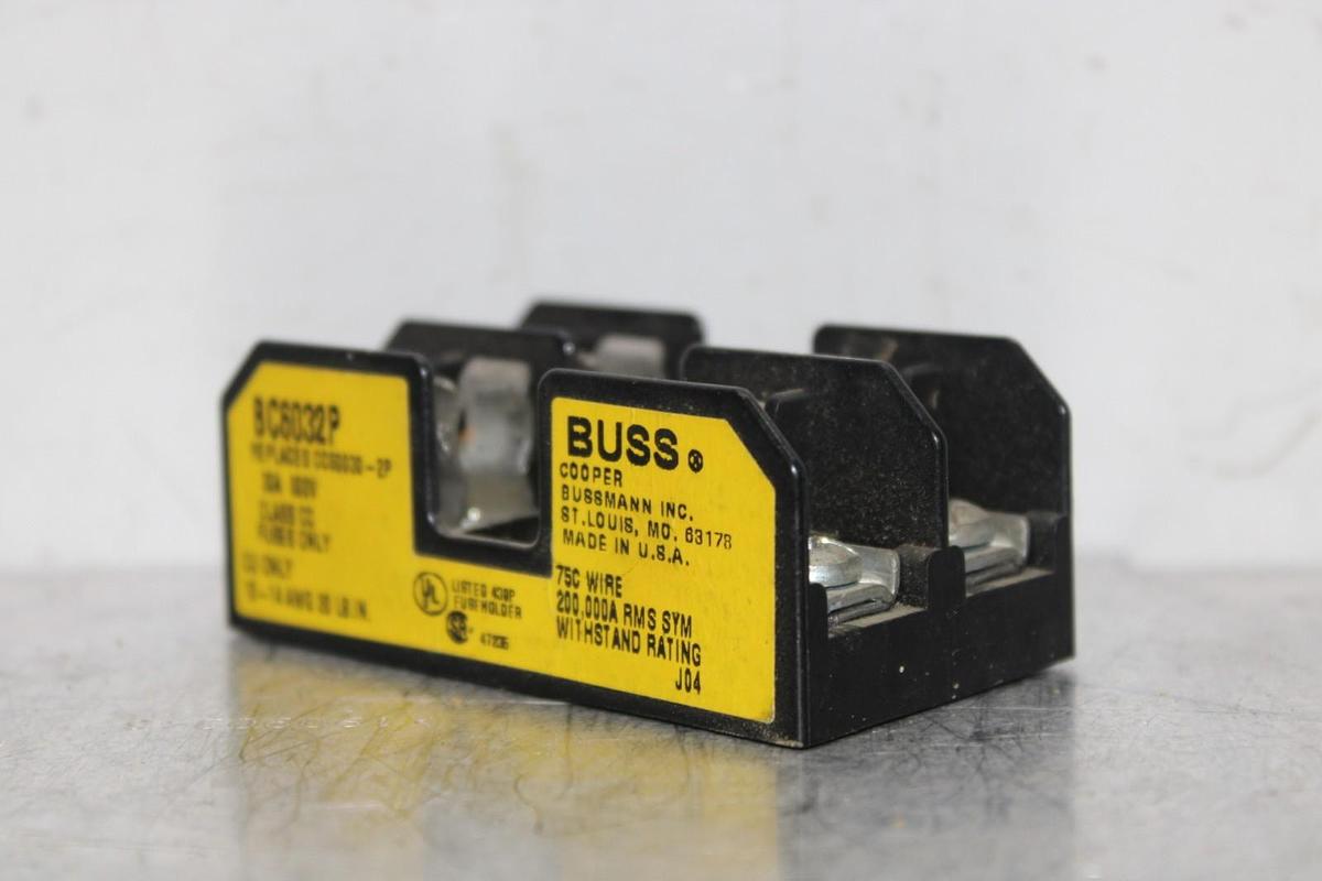Used BUSS FUSE HOLDER BC6032P 2-POLE 30 AMP 600 VOLT CLASS CC FUSES **WARRANTY**