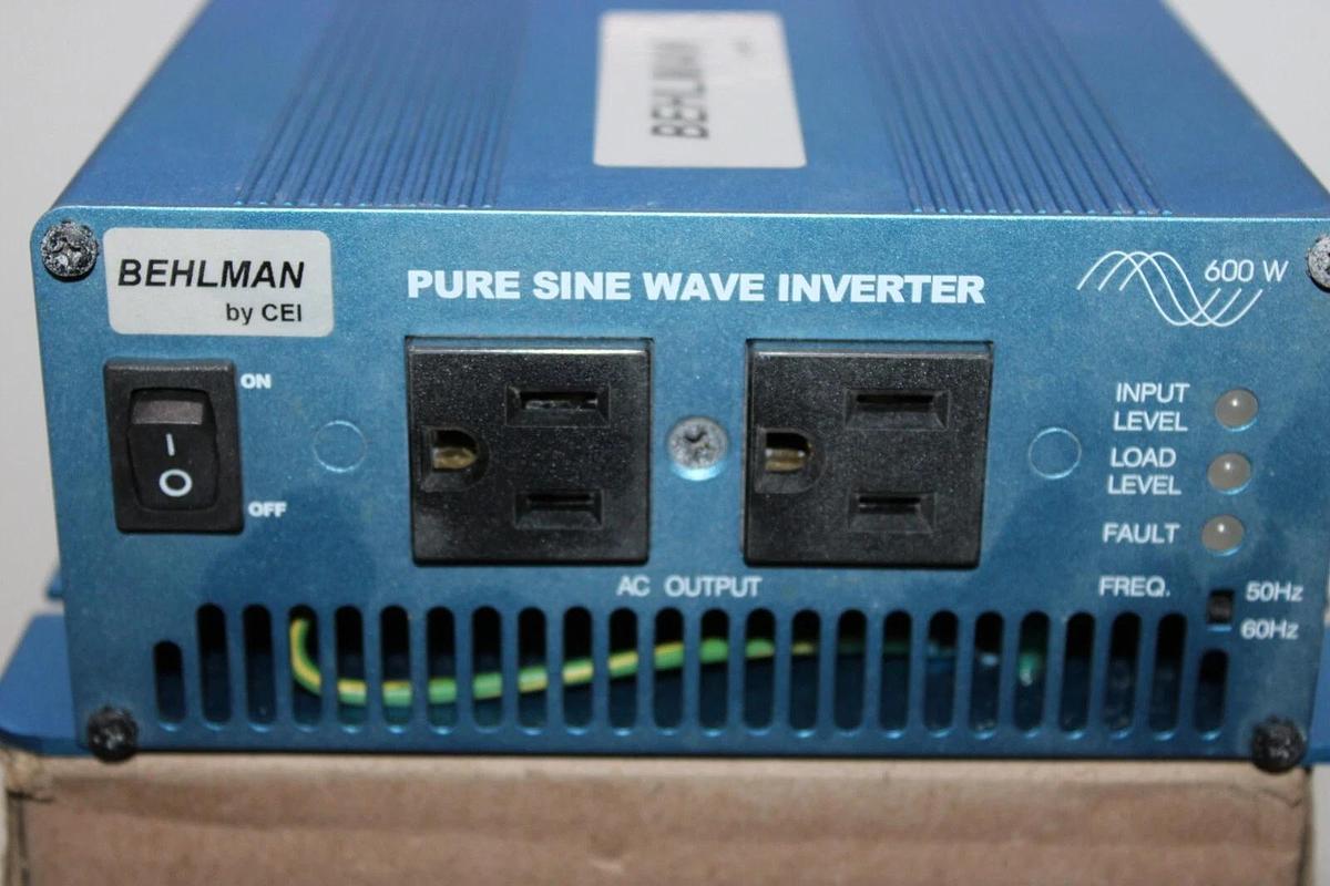 Used BEHLMAN PURE SINE WAVE INVERTER S600-148 INPUT: 60 VOLT 15 AMP OUTPUT: 110 VAC