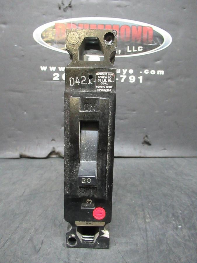 Used GE CIRCUIT BREAKER TED113020 20 AMP 277 VAC SINGLE POLE **LOT OF 4**