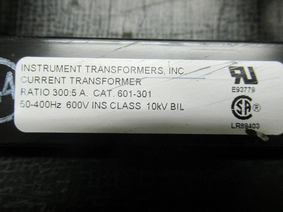 Used INSTRUMENT TRANSFORMERS CURRENT TRANSFORMER 601-301 RATIO: 300:5A 50-400 HZ