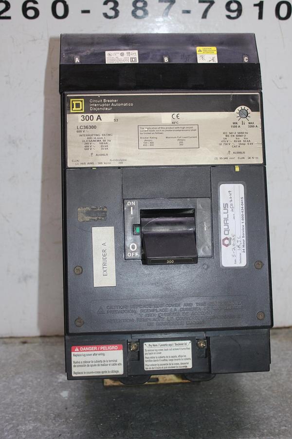 Used SQUARE D POWERPACT I-LINE CIRCUIT BREAKER LJA36400U31X 400 AMP 600 VAC 3-POLE