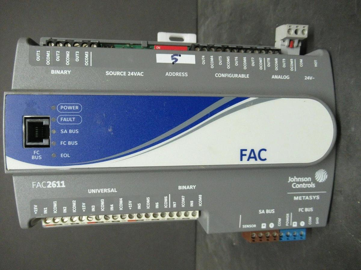 Used JOHNSON CONTROLS ADVANCED FIELD EQUIPMENT CONTROLLERS MS-FAC2611-0 REV. J
