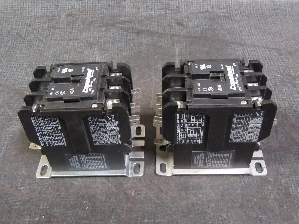 Used (1) COPELAND CONTACTOR 40 AMP 50 RES 600 VAC 3 PH 20 HP 120V COIL 012-3040-01