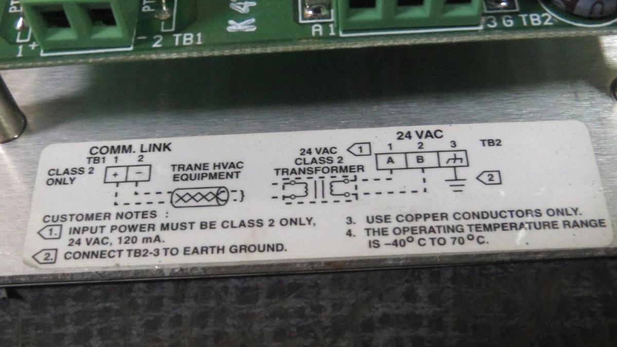 Used (1) TRANE COMM LINK CHILLER DISPLAY INTERFACE 24 VAC MODEL: X13650483-03 HMI