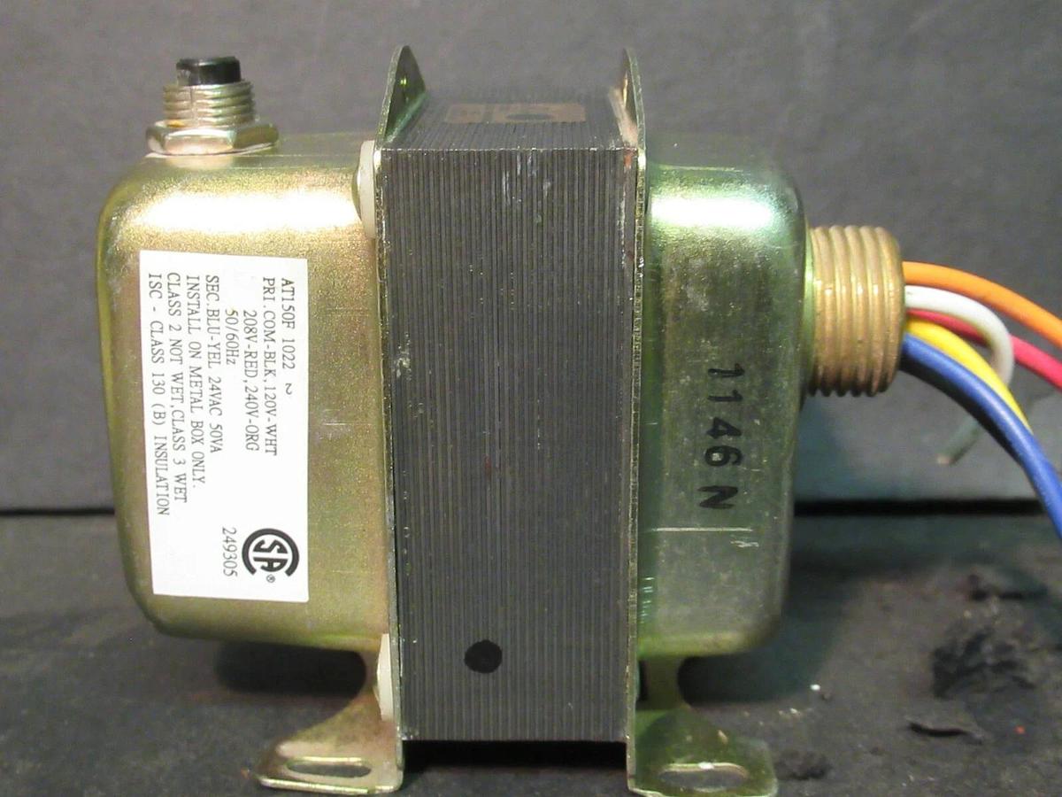 Used 0.050 (50 VA) HONEYWELL CONTROL TRANSFORMER 120 208 240 VAC TO 24 V AT150F 1022