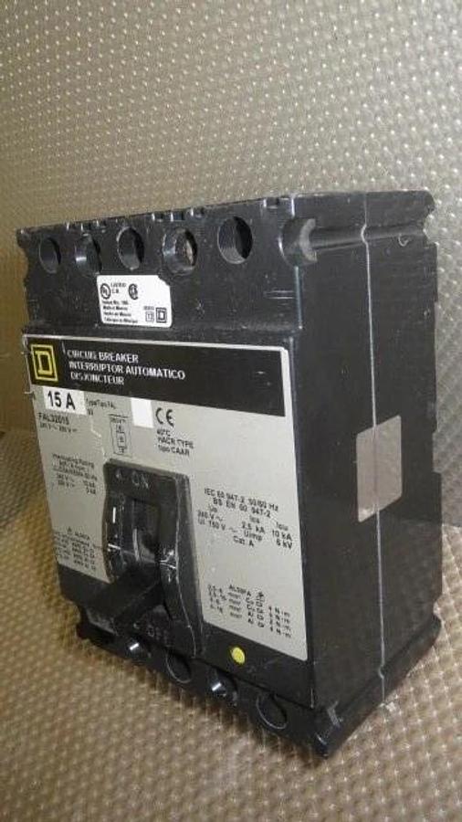 Used 15 AMP SQUARE D BREAKER 240 VAC 3 POLE MODEL FAL32015 **WARRANTY INCLUDED**