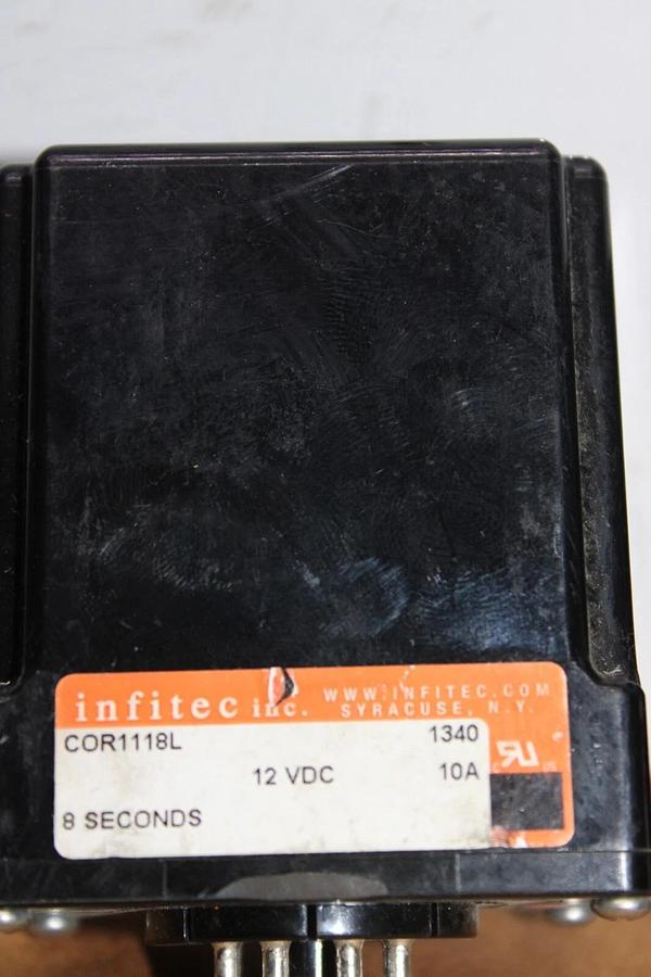 Used LOT OF 2 INFITEC TIME DELAY RELAY COR1118L 12 VDC 10 AMP 8 SECOND DELAY