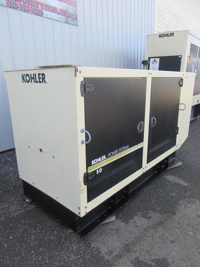 Used 50 KW GENERATOR KOHLER 5.0 NATURAL GAS / LP 120/240V 1PH 784 HRS ENCLOSED VIDEO