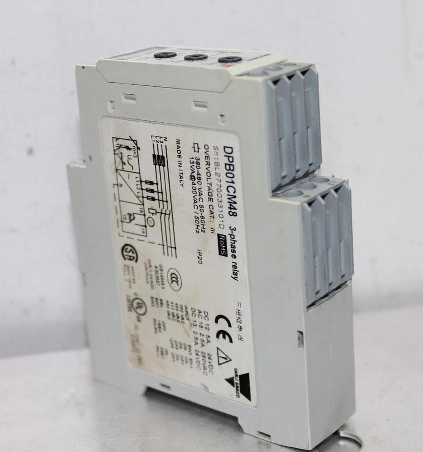 Used CARLO GAVAZZI 3-PHASE RELAY DPB01CM48 480 VAC 5 AMP **WARRANTY INCLUDED**