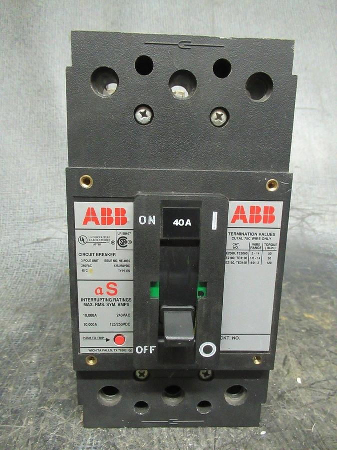 Used 40 AMP ABB BREAKER UXAB 727131 R 11 240VAC 3 POLE W/ TOP LUGS **WARRANTY**
