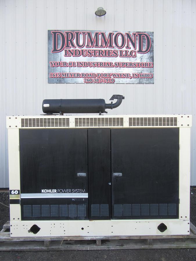 Used 60 KW PROPANE / NAT GAS GENERATOR KOHLER 120/240V 45RZG ENCLOSED VIDEO