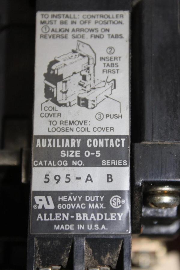 Used ALLEN-BRADLEY STARTER 509-AOD NEMA SIZE 0 18 AMP 600 VAC 3-POLE 5 HP