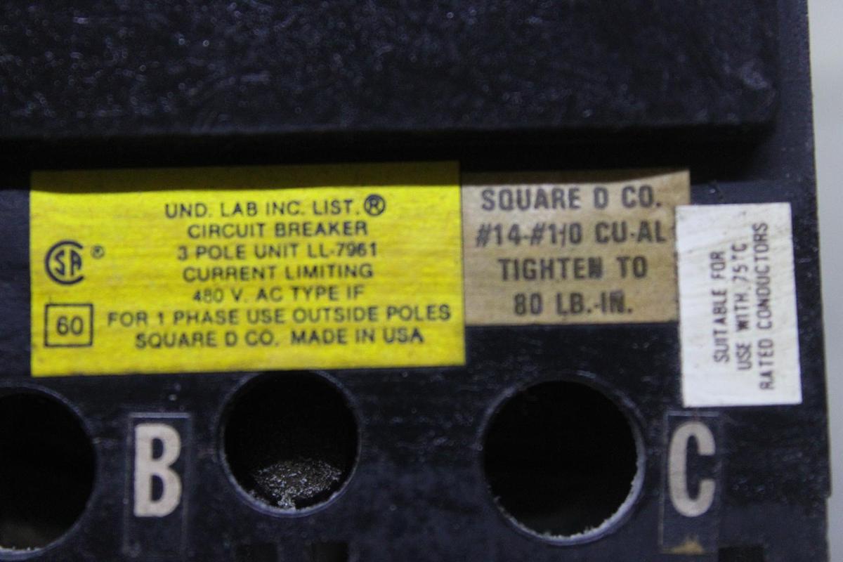 Used SQUARE D I-LINE CIRCUIT BREAKER KC34225 SERIES 2 225 AMP 480 VAC 3-POLE