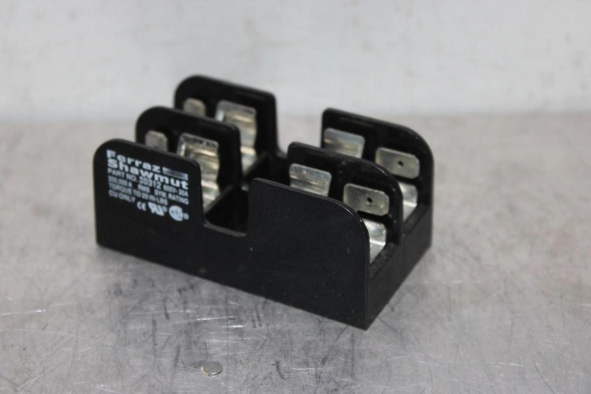 Used FERRAZ SHAWMUT FUSE LUG 30312 600 VAC 30 AMP 2-POLE COPPER ONLY *WARRANTY*