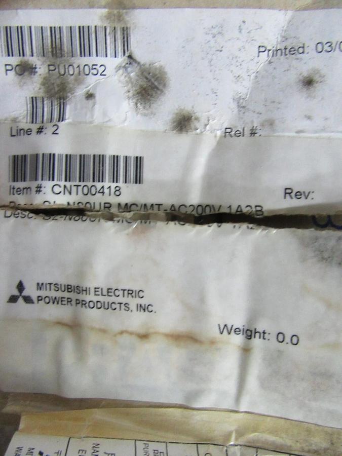 MITSUBISHI CONTACTOR SL-N8OUR 600 VAC 100 AMP 50 AMP 3-PHASE COIL: 240 VAC