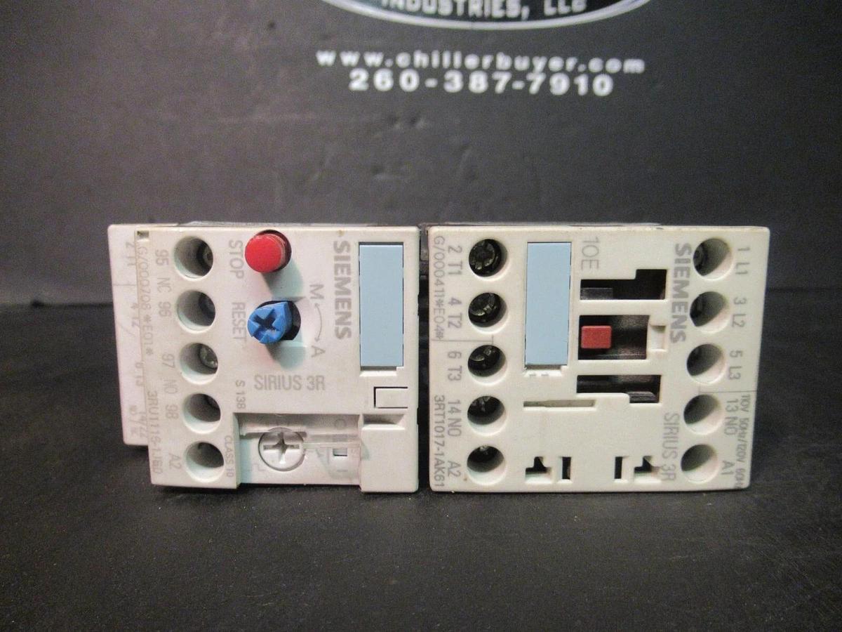 Used SIEMENS STARTER 3RT1017-1AK61 20 AMP 600 VAC 10 HP W/ 3RU1116-1JB0 OVERLOAD