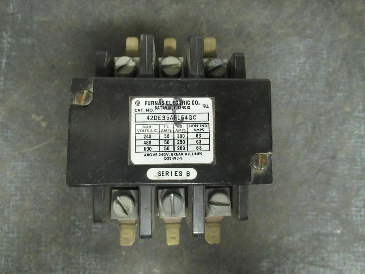 Used 50 AMP FURNAS CONTACTOR 42DE35AF154GC 600 VAC 3 POLE 63 AMP/RES **WARRANTY**