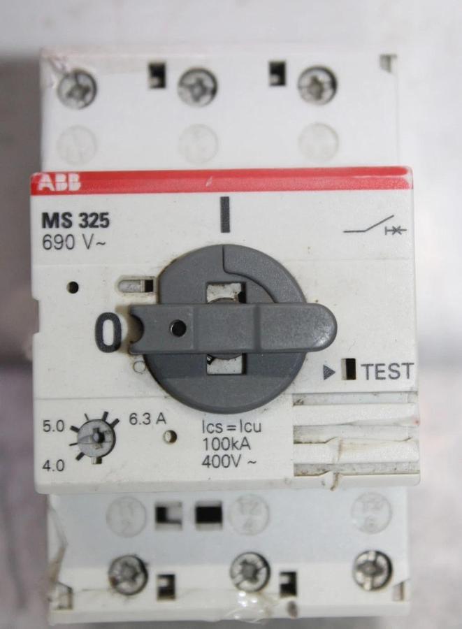 Used ABB MANUAL MOTOR STARTER MS325 4-6.3 AMP 600 VAC 3-PHASE 5 HP **WARRANTY**