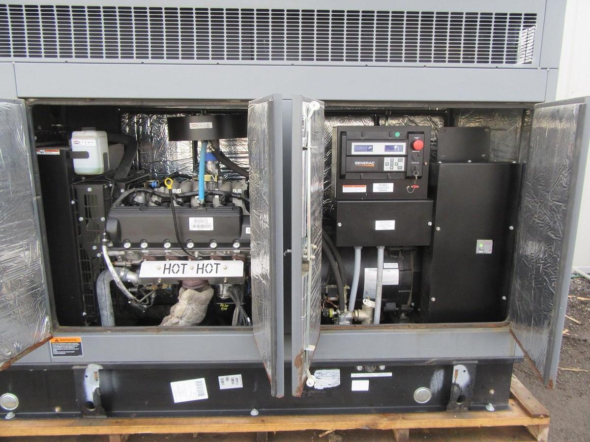 Used 48 KW 50 KW GENERATOR GENERAC NAT GAS LP PROPANE 120/240 V 1 PH 142 HRS WE SHIP