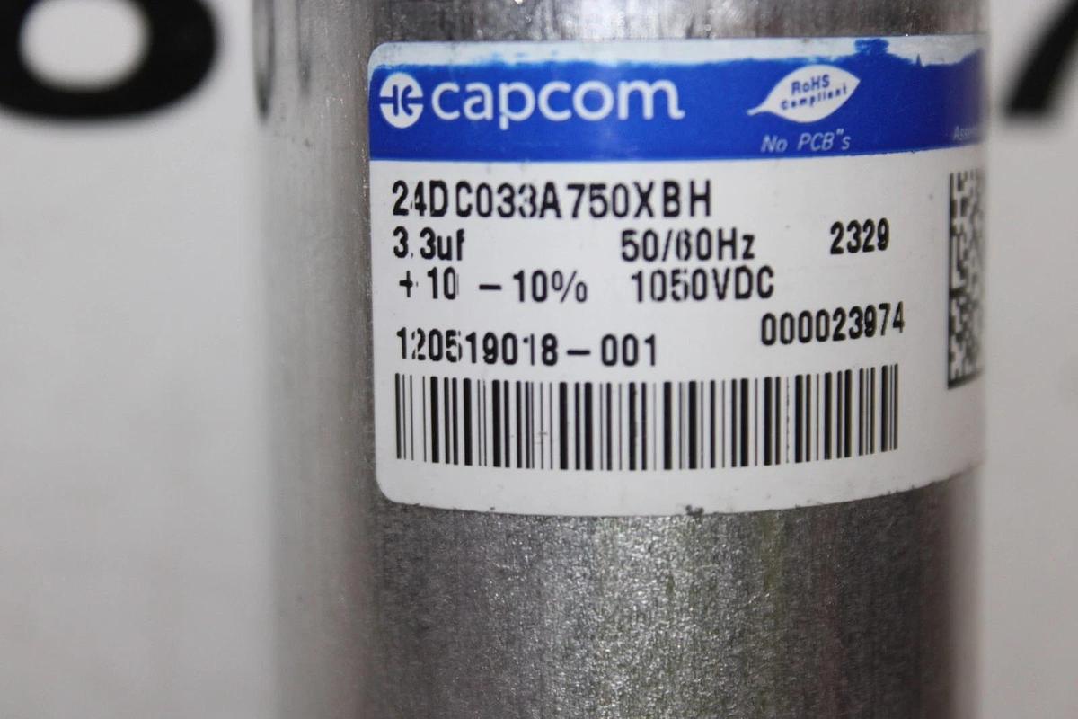 Used CAPCOM CAPACITOR 24DC033A750XBH 3.3 uF ±10% 1050 VDC 50/60 HZ **WARRANTY**
