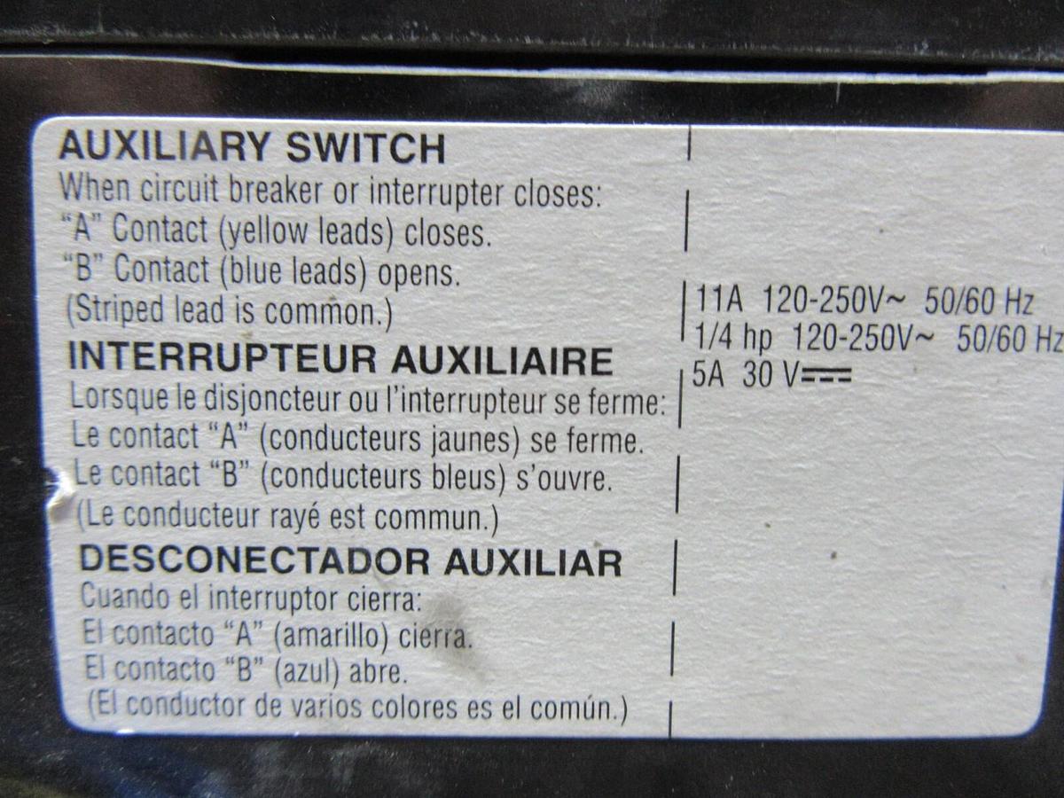 Used SQUARE D DC CIRCUIT BREAKER KHL3622522DC1625 225 AMP 600 VDC 3-POL W/ AUX AND UV