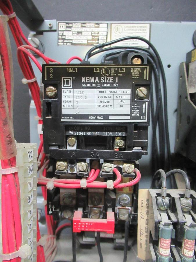 Used SQUARE D MCC MOTOR CONTROL STARTER 12" MODEL 4 W/ 8536SCO3 STARTER NEMA 1 10 HP