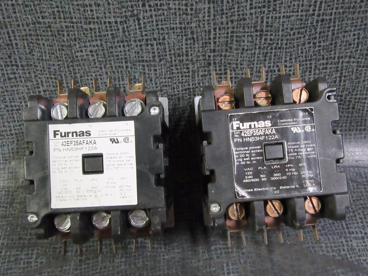 Used (1) FURNAS CONTACTOR 42EF35AFAKA 60 AMP 600V 3 PHASE 40 HP 110-120V COIL HN53HF