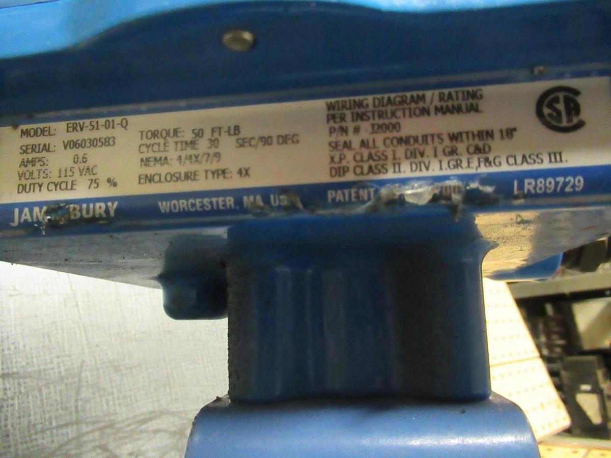 Used JAMESBURY ACTUATOR ERV-51-01-Q J2000 0.6A 115 VAC NEMA: 4X